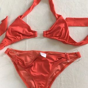 Lisa Curran Orange 2 piece bikini size small